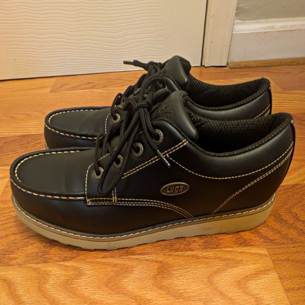 Lugz Men's Black Lace-Up Casual Sneakers, Round Toe, Solid, Logo Accent